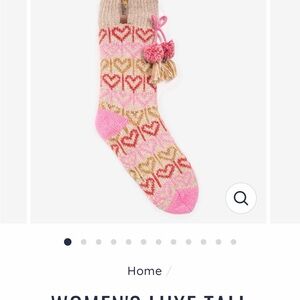 Muk Luks Pink and Tan Heart Patterned Socks. MUK LUKS cottage socks